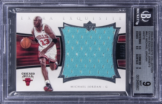 2004-05 UD "Exquisite Collection" Extra Exquisite Jersey #EE-MJ1 Michael Jordan Jersey Card (#05/25) - BGS MINT 9